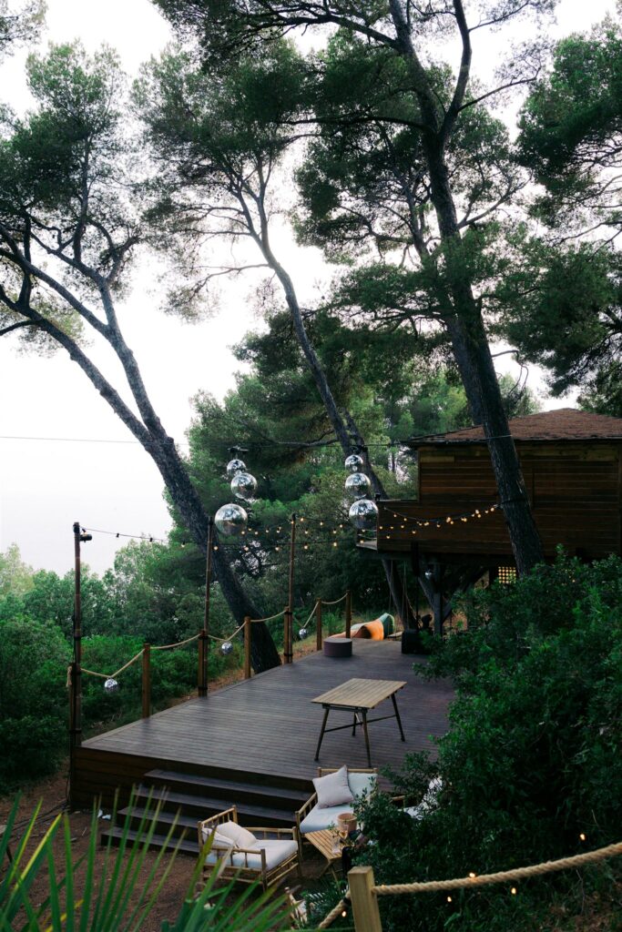 wooden dance floor at the tree house